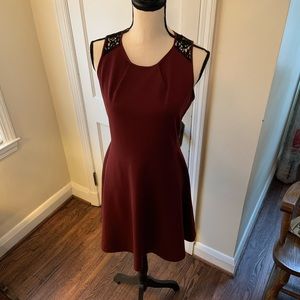 Mossimo Burgundy dress with lace shoulders